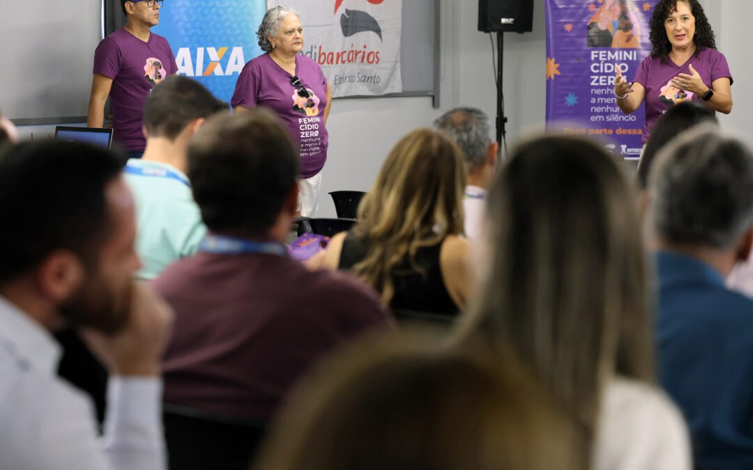 Bancários e bancárias da Caixa participam de ação da campanha “Feminicídio Zero”